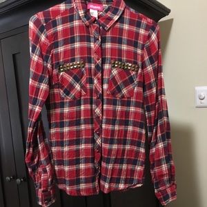 Women’s Red and Navy Blue Flannel Shirt